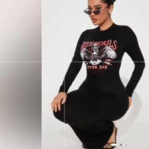 Fashion Nova Black Long Sleeve Bodycon Dress